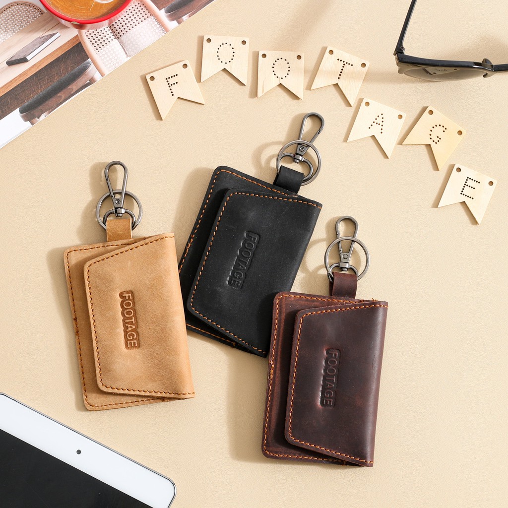 Dompet STNK Kulit E-TOLL SIM Mobil Motor Gantungan Kunci Leather Footage Keychain Vintage GK-03