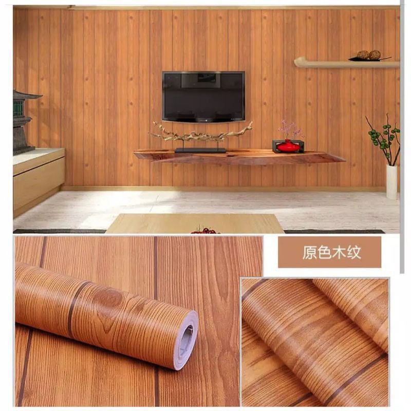 wallpaper dinding motif kayu 45cmx10m