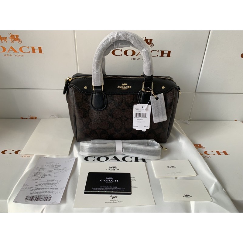 COACH MINI BENNETT SATCHEL IN SIGNATURE  (F58312)Dark Brown