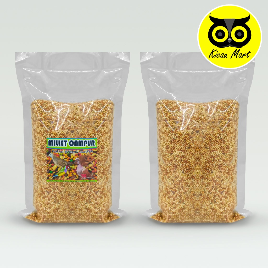 Milet Campur 500 Gram R-Fam Jaya Pakan Burung Lovbird Kenari Parkit Perkutut Gacor Pakan Hamster Biji Kuaci Milet Merah Putih Juwawut Sawi Mix Seed Millet Campur