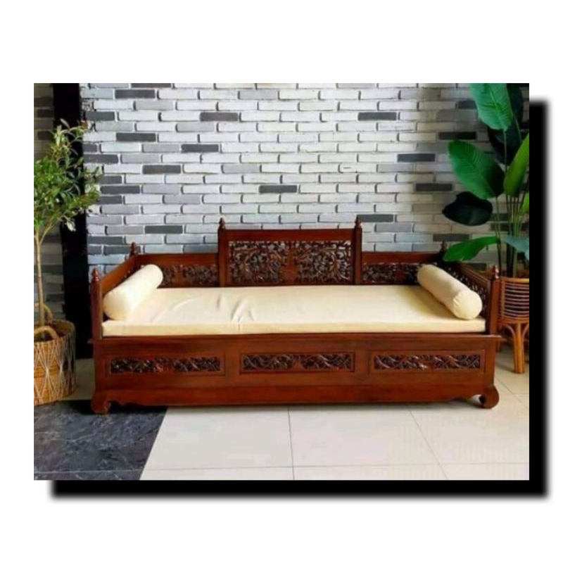 BANGKU RISBAN BALE BALE KALPATARU JATI UKIR JEPARA