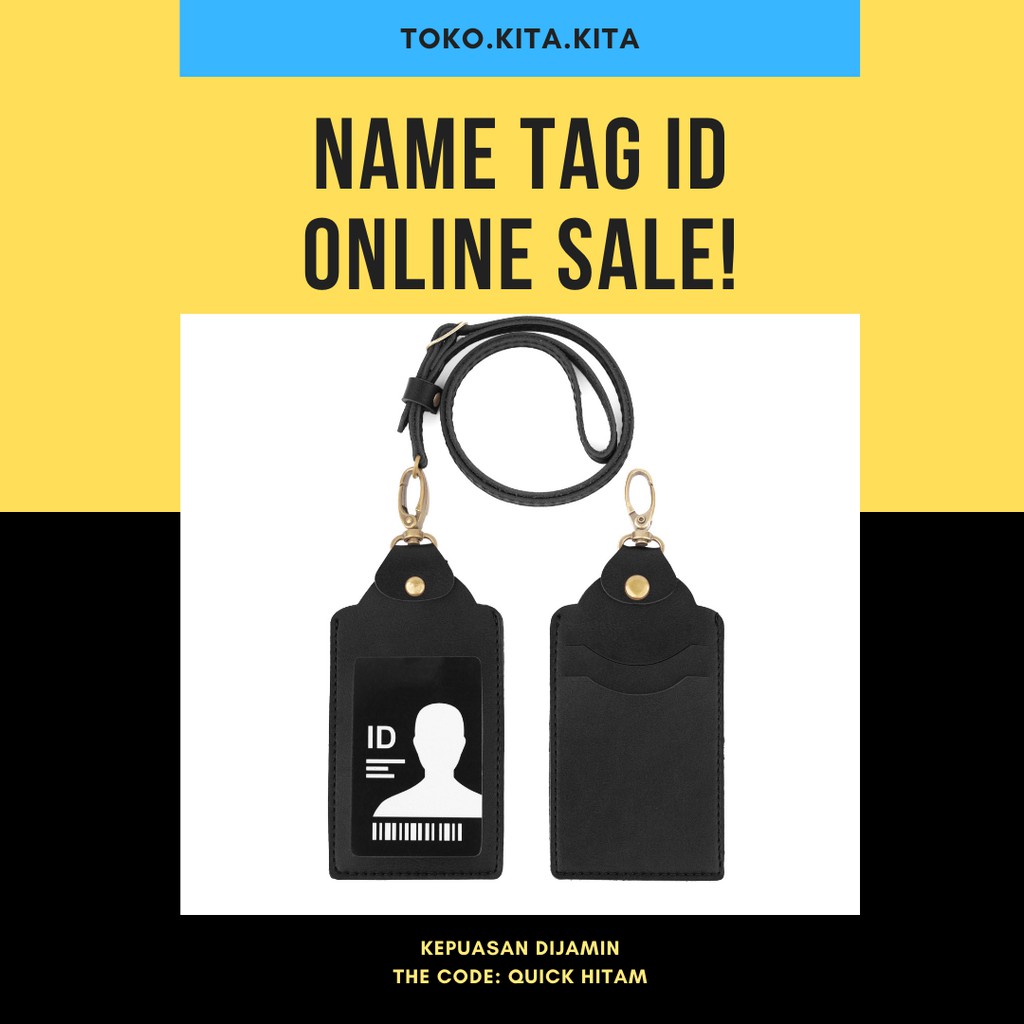 

Gantungan Name Tag Id Card Holder Hitam Bahan Kulit Sintetis Pu Leather Premium