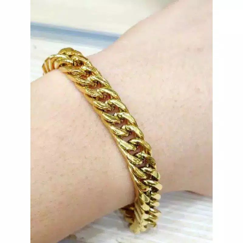 GELANG RANTAI TITANIUM GOLD STAINLESS STEEL 316L FASHION PRIA WANITA