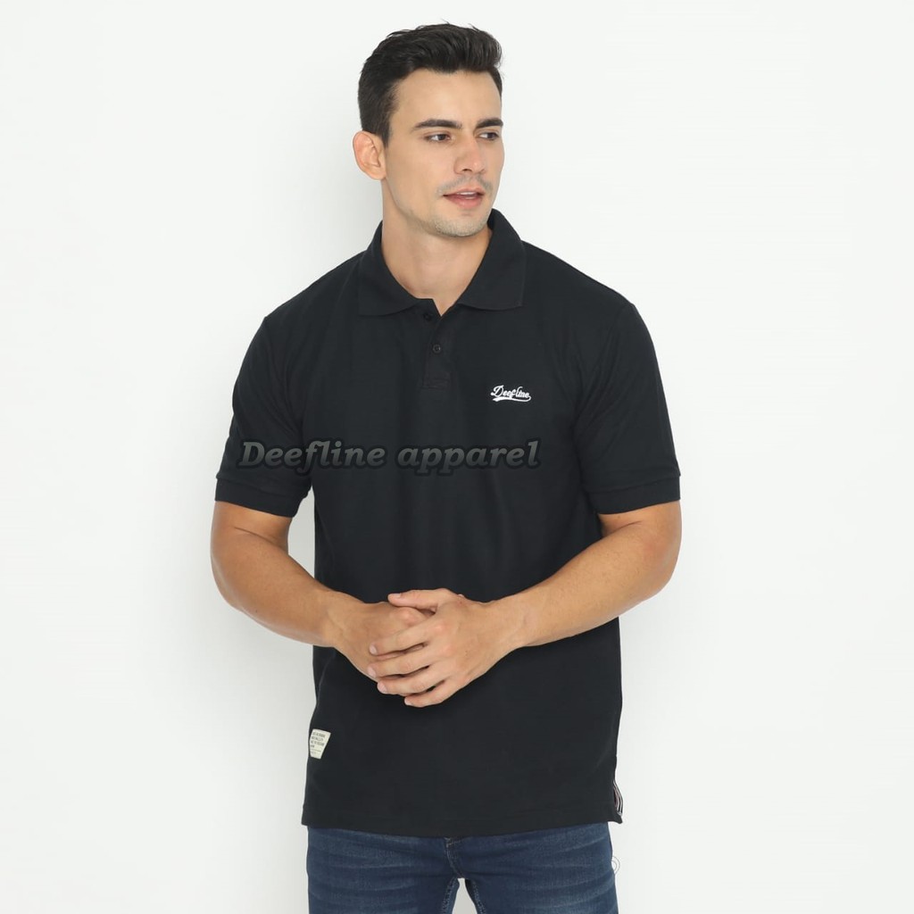 DEEFLINE Kaos polo shirt pria -  kaos kerah katun hitam - kaos kerah wangki terbaru