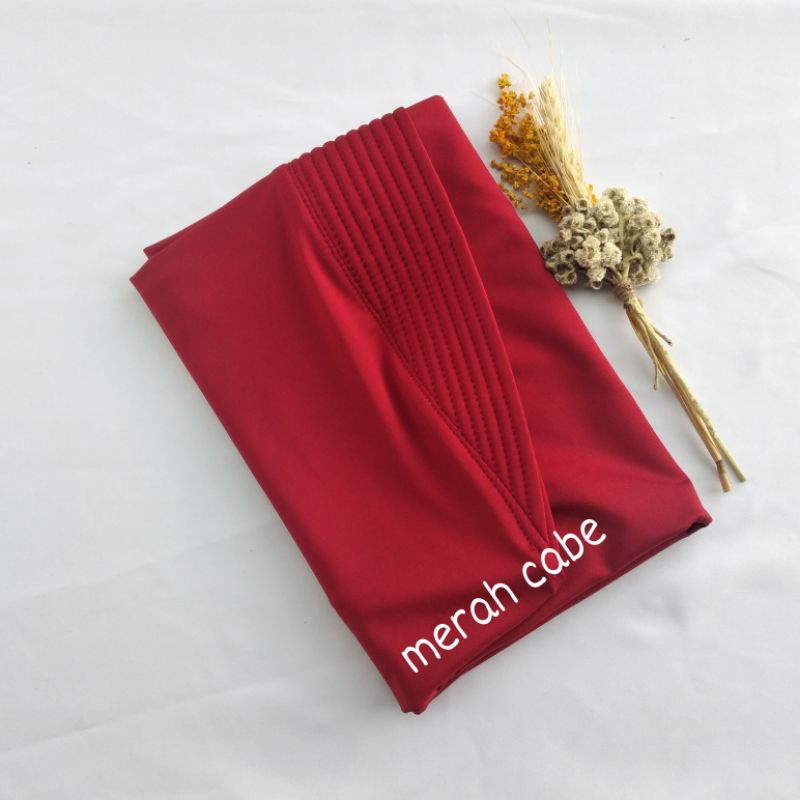 Hijab Bergo Spandek Jersey Menutup Dada/Hijab Instan Bergo Hamidah/Hijab Sport-Merah cabe