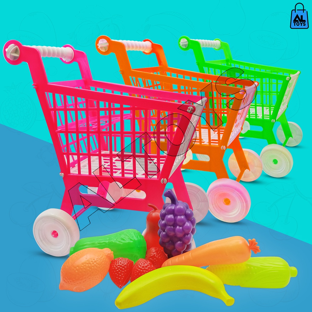 MAINAN TROLLEY BUAH SAYUR / TROLLEY MASAKAN / TROLLEY ICE CREAM TROLI KERANJANG BUAH DAN SAYUR B552