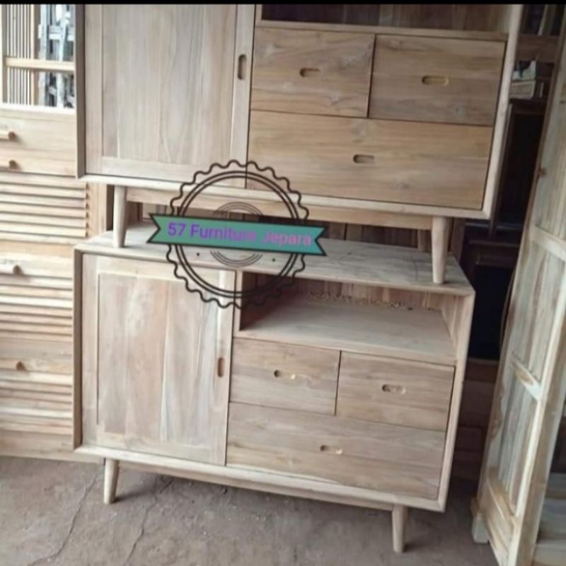 Lemari laci hias jati - Nakas lemari pendek meja TV