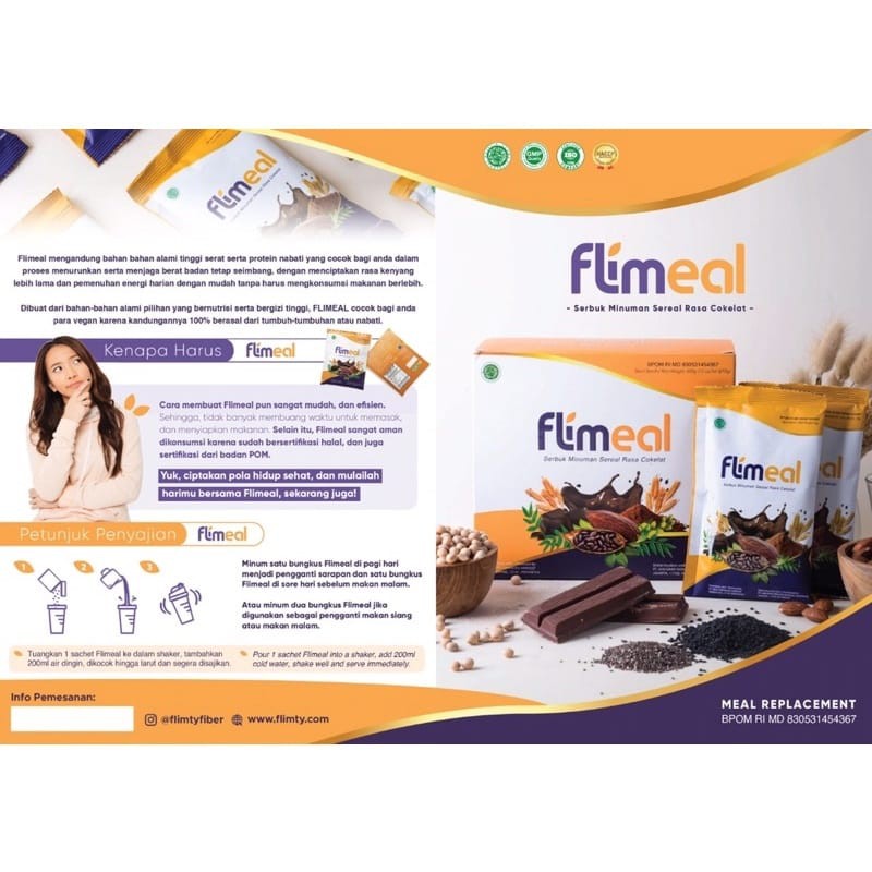 Flimeal Flimty 1/2 Box Original Sereal Pengganti Makan 6 Sachet
