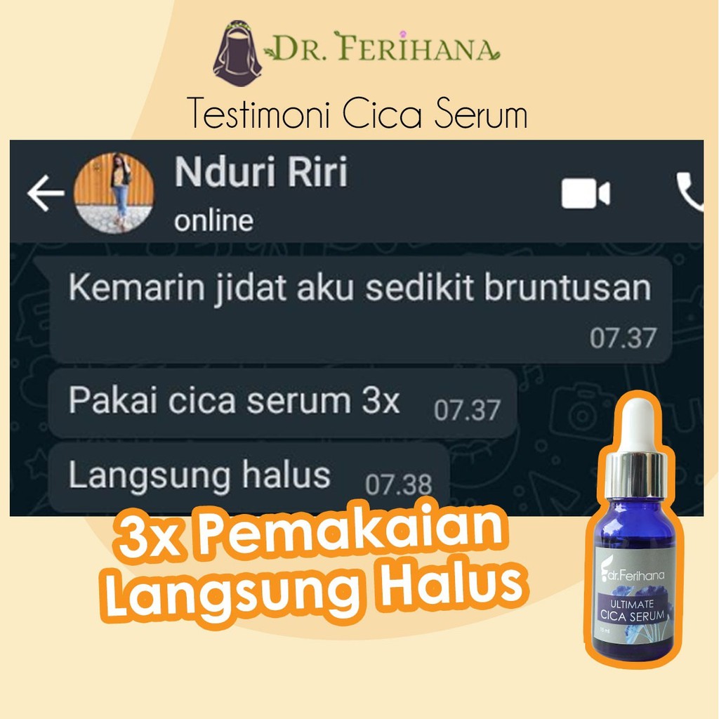 Ultimate Cica Serum dr. Ferihana Cosmetics &amp; Skincare Merupakan Produk Perawatan Wajah untuk Mengatasi Bopeng Scar Bekas Jerawat dan Luka Stretch Marks Selulit Kulit sensitif Memperbaiki Skin Barrier Sekaligus Anti Aging BPOM LPPOM HALAL MUI