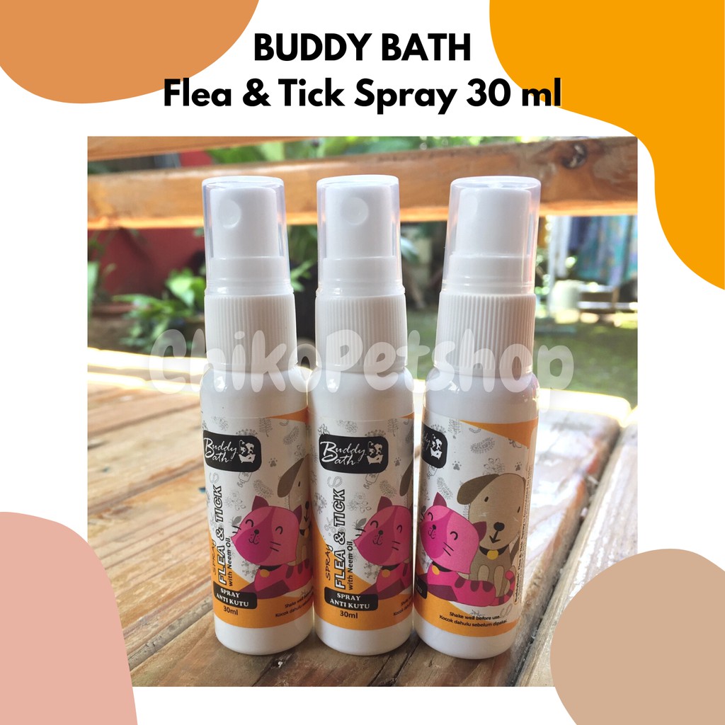 BUDDY BATH FLEA &amp; TICK SPRAY Spray Anti Kutu budy bath flea &amp; tick spray untuk Kucing Anjing 30 ml