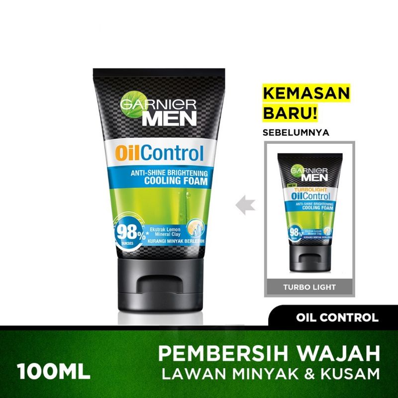 ❤ Littlebos87 ❤ Garnier Men Turbo Light Oil Control 100 ml Cooling Foam Cleanser Sabun Pembersih Wajah 100ml