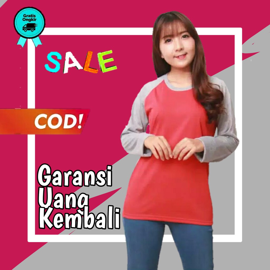 kaos raglan wanita lengan panjang baju wanita lengan panjang baju perempuan lengan panjang ke126