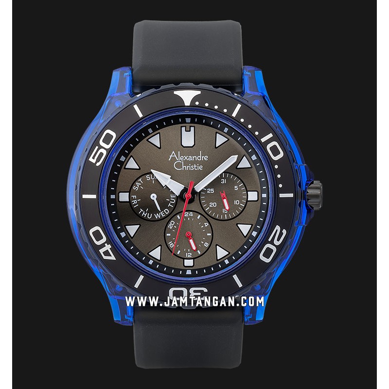 Alexandre Christie AC 6531 MF LIPGN Men Grey Dial Black Rubber Strap