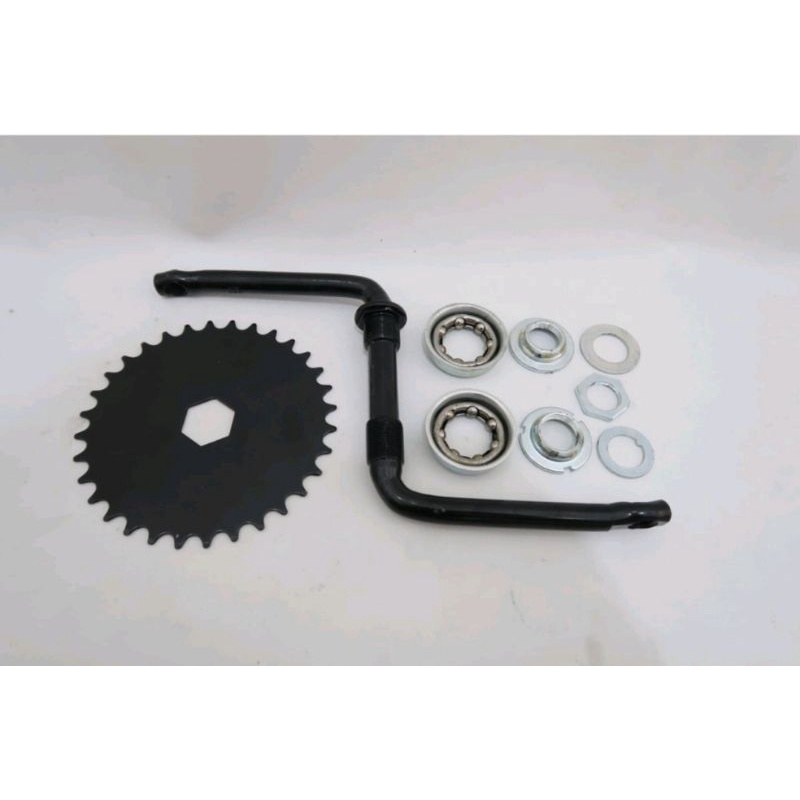 Rotel Gir Engkol As Tengah Langsung Ukuran Size 12 / 16 / 18 Inch BMX Mini Sepeda Anak Anak Termasuk Include BB Cup Cups Set Mangkok Pelor Bearing Sarang Crank Chainring Chain Ring