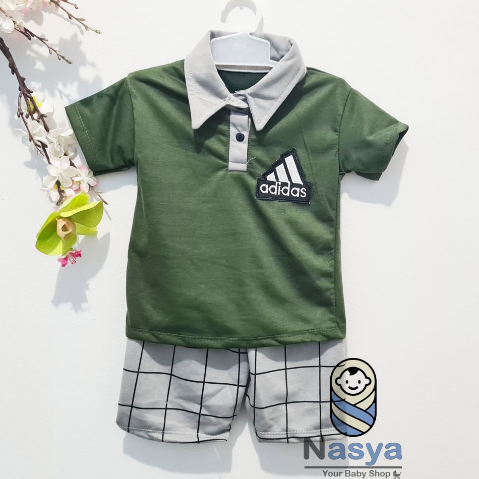 [RS-019] Baju Bayi | Stelan bayi kerah | setelan bayi karakter 3-12 bulan | baju bayi laki laki