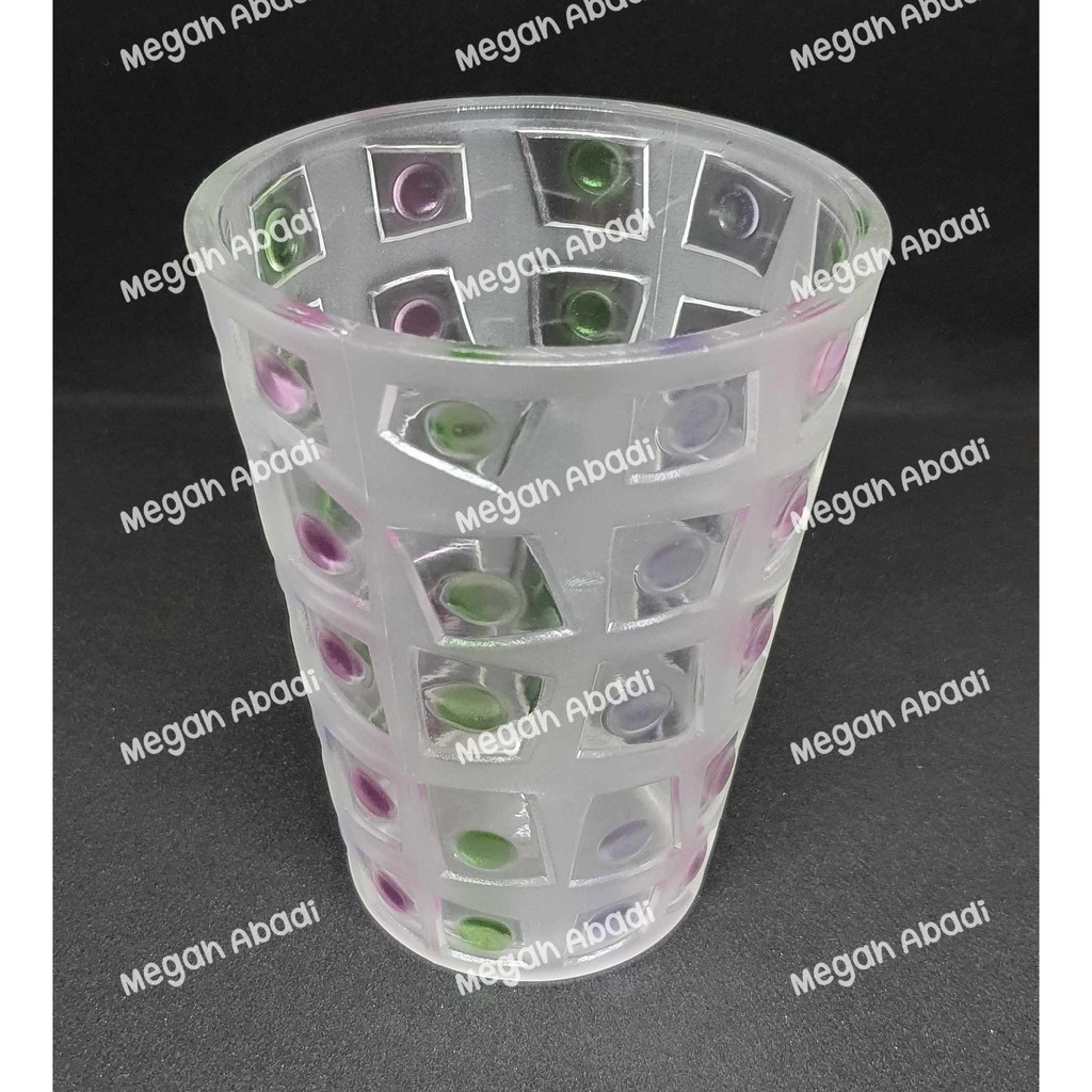 Gelas Akrilik Polkadot / Gelas plastik kotak2 polkadot