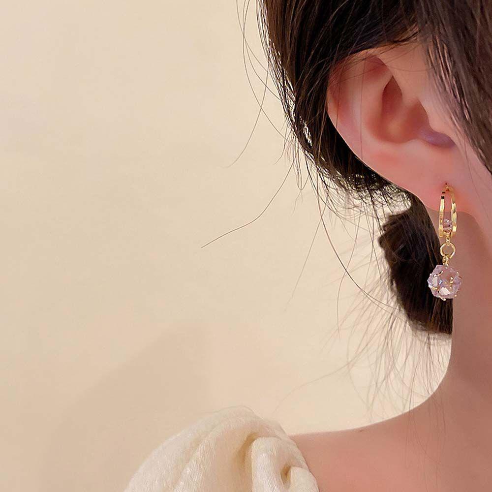 Mxbeauty Zirkon Anting925 Perak Jarum Halus Mengkilap Earhook Perhiasan Fashion Berlian Berlian Berlian Imitasi Zirkon Liontin Zirkon Bola Wanita Anting