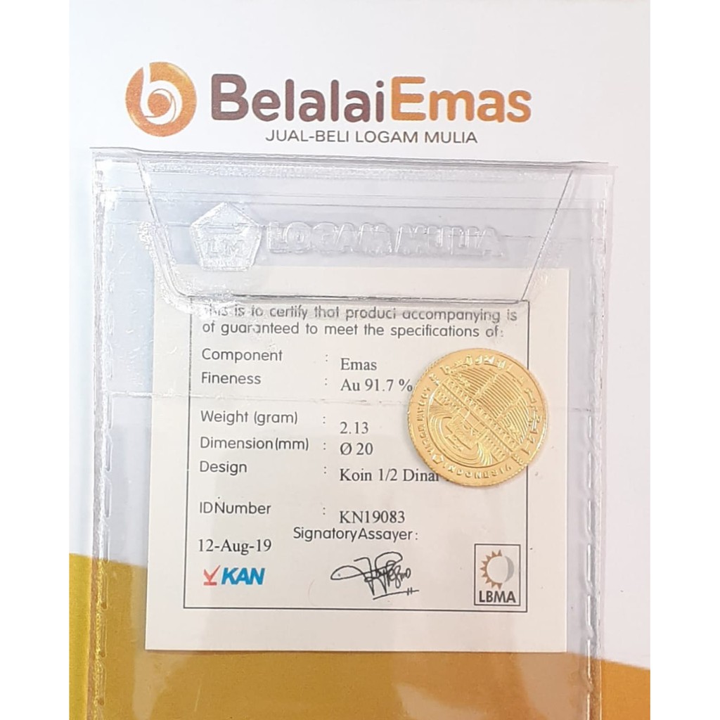 EMAS LOGAM MULIA KOIN DINAR 1/2 DINAR ANTAM