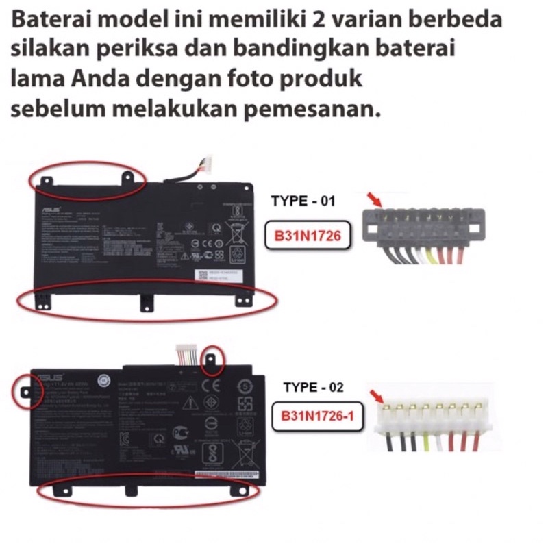 ORIGINAL Baterai Asus TUF Gaming FX504 FX504G FX505 FX505D FX505G A15 FA506 A17 FA706 B31N1726