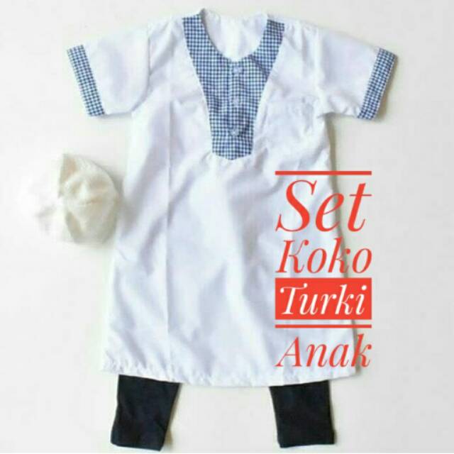 Koko Anak Laki Laki/ Set Koko Turki Anak Laki Laki/ Koko Turki Putih Anak Laki/ Koko Anak Lebaran
