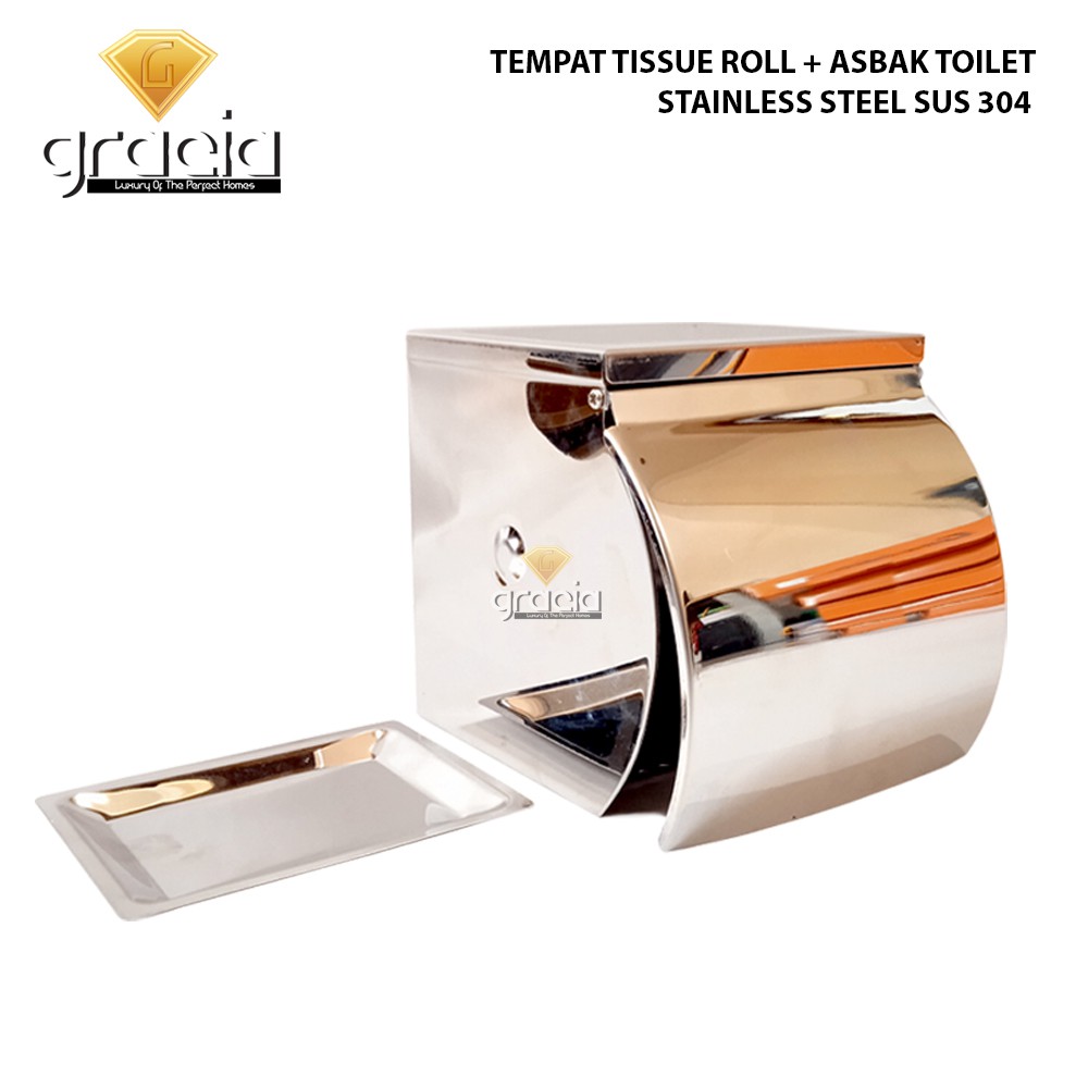 Tempat tisu Roll Toilet Stainless Dilengkapi Dengan Asbak Rokok