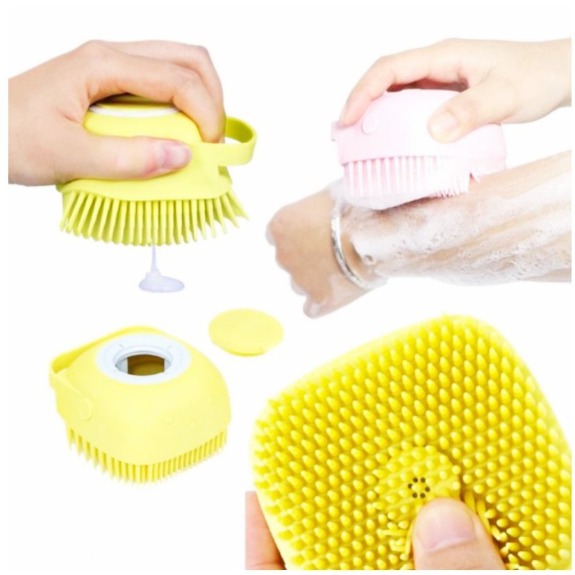 BAJ Sikat Mandi Bahan Silikon Lembut Badan Kepala Shower Brush Silicone Dispenser Sabun &amp; Shampoo - PR014