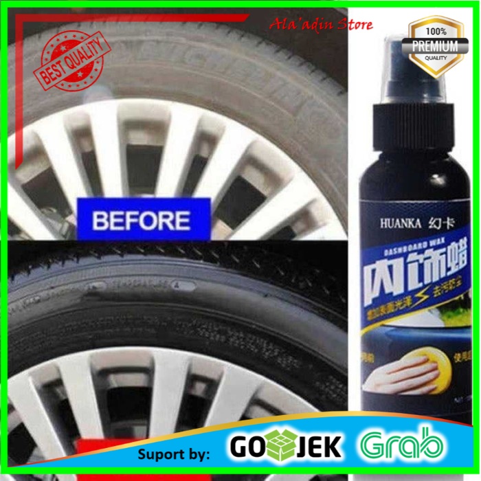 Semir Ban Mobi Motor Tahan Lama Spray Semprot HUANKA Car Tire Wheel Dashboard Waxing Cleaner 120ml