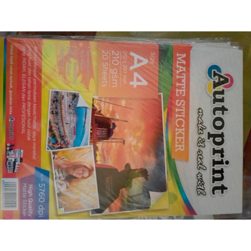 

Kertas stiker Matte Autoprint A4 210gsm