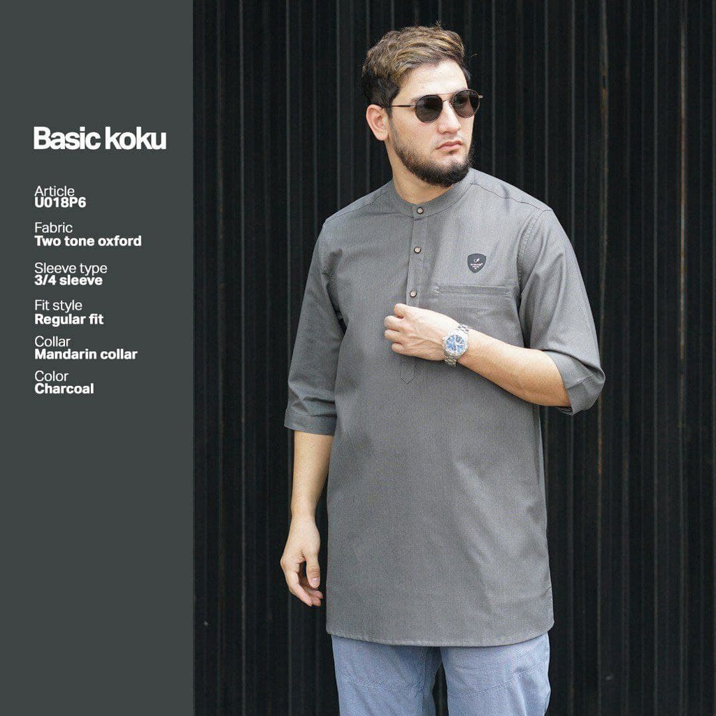 BAJU Muslim SAMASE Koku Basic 3/4 - Charcoal (U018P)