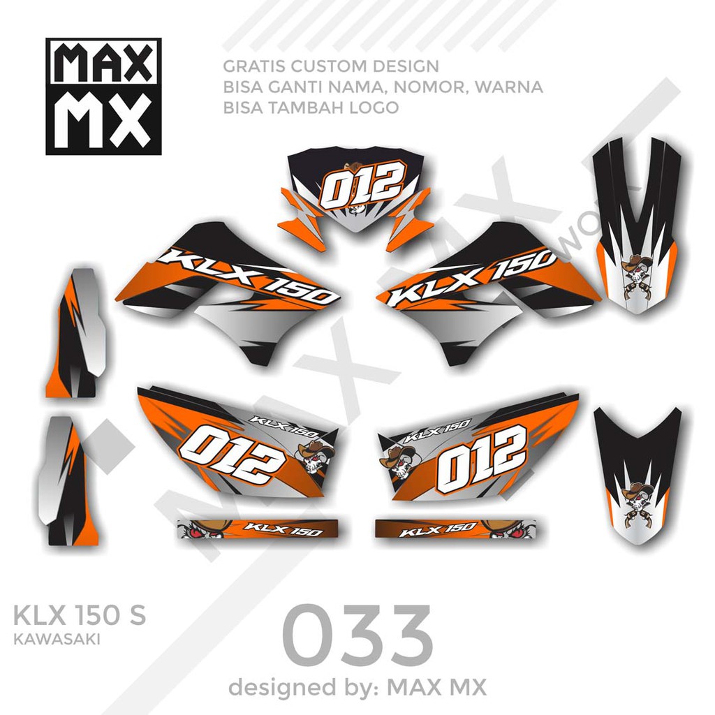 MX-01033 decal klx 150 hitam grey  simple