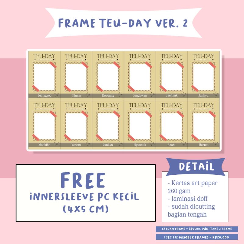 (SET OT12 MEMBER) FRAME ID PHOTO TEUDAY 2 TREASURE