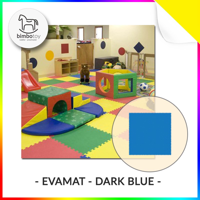 Bimbozone - Karpet Puzzle Evamat Biru Tua | Evamat 30x30cm UNIMATS - Dark Blue