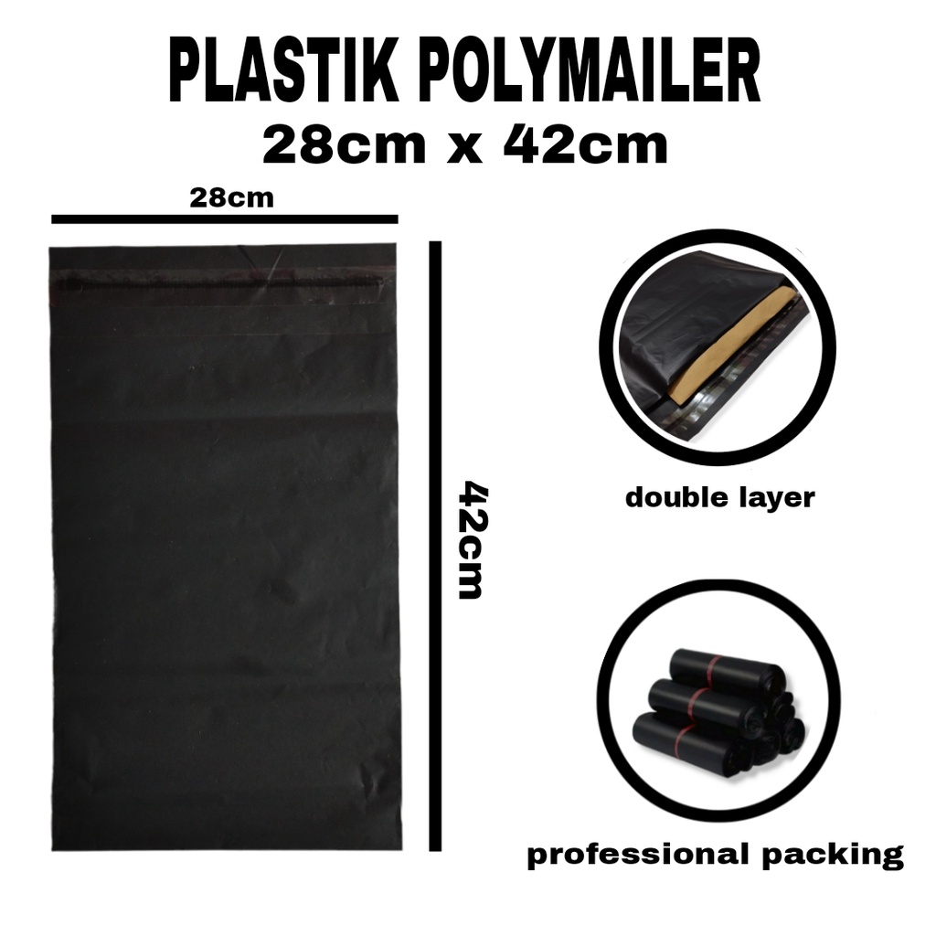 PLASTIK POLYMAILER LEM AMPLOP PLASTIK KANTONG PLASTIK PACKING 100Pcs1ROLL HITAM