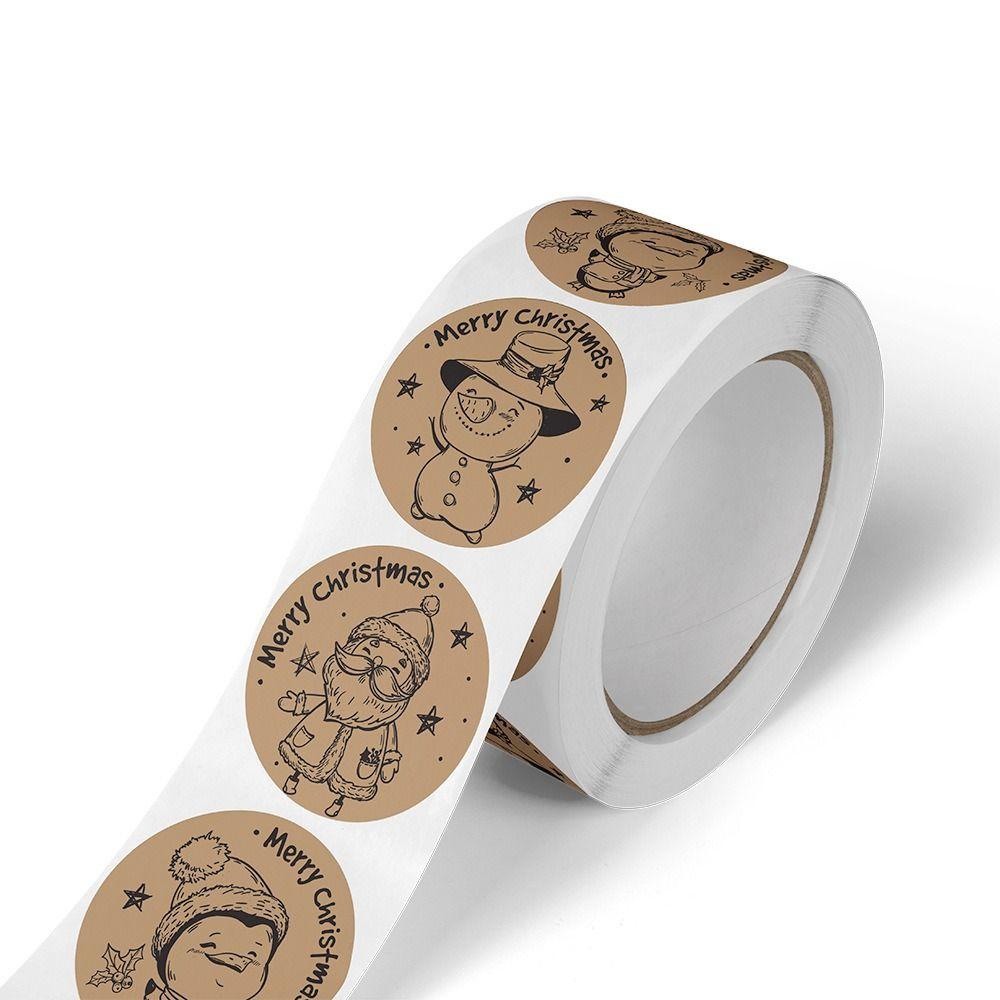 Solighter 500Pcs / roll Stiker Segel Motif Santa Claus Handmade Untuk Dekorasi Natal / Pernikahan