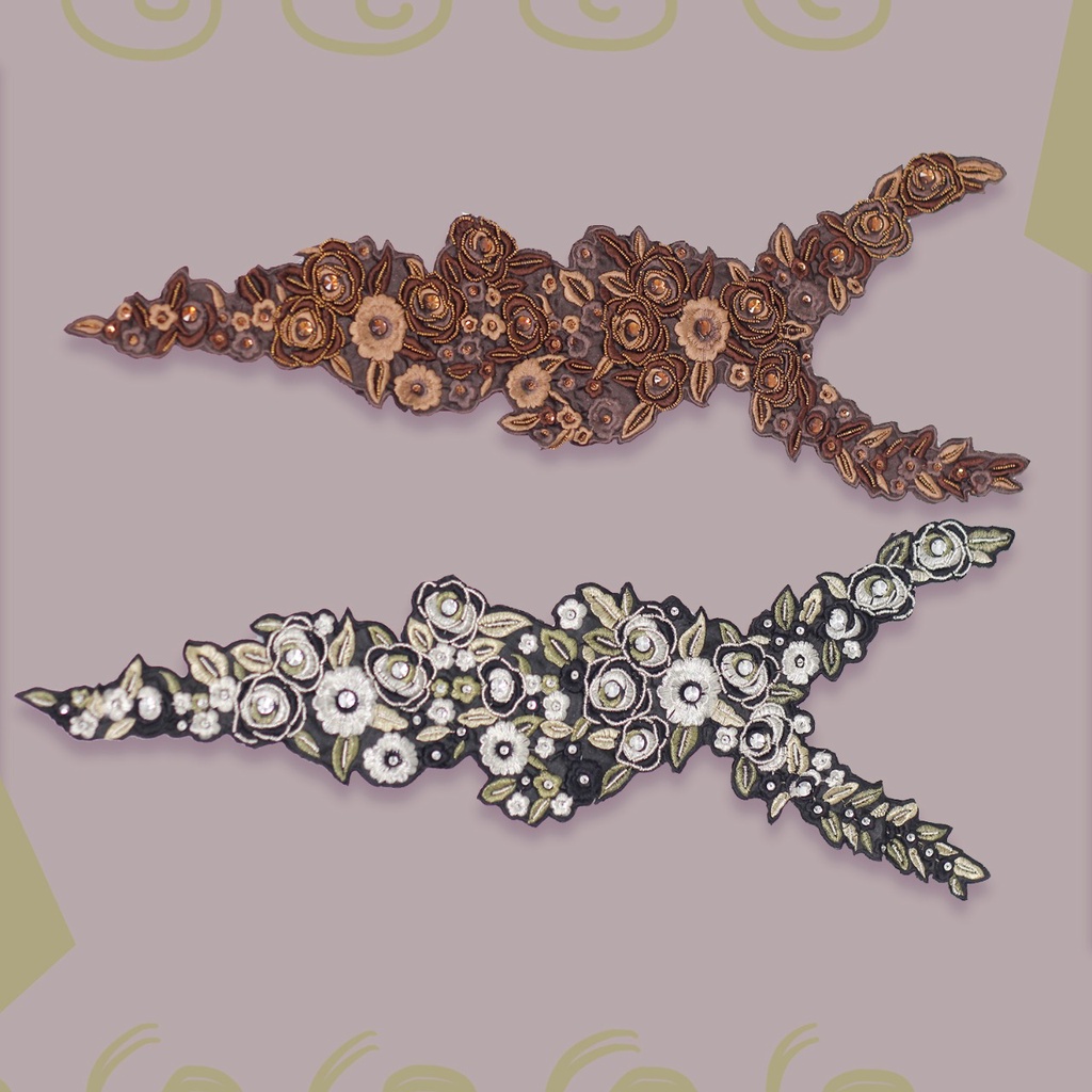 Kerah Renda Bordir Panjang Motif Mawar model 121201