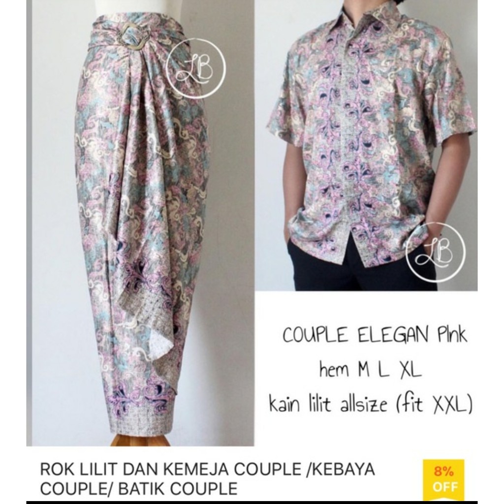 Couple Batik Cikrie Rok Lilit Songket dan Kemeja Batik Pria