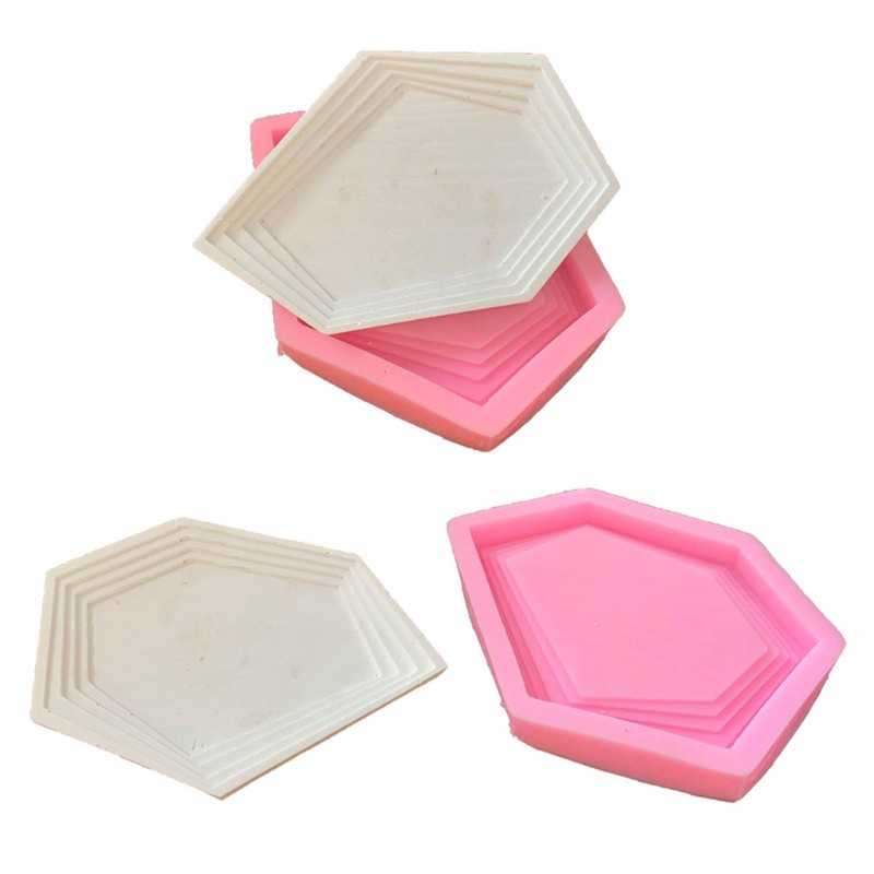 Glitter Irregular Silicone Resin Tray Molds Hexagon Coaster Tray Plate Resin Molds Tools