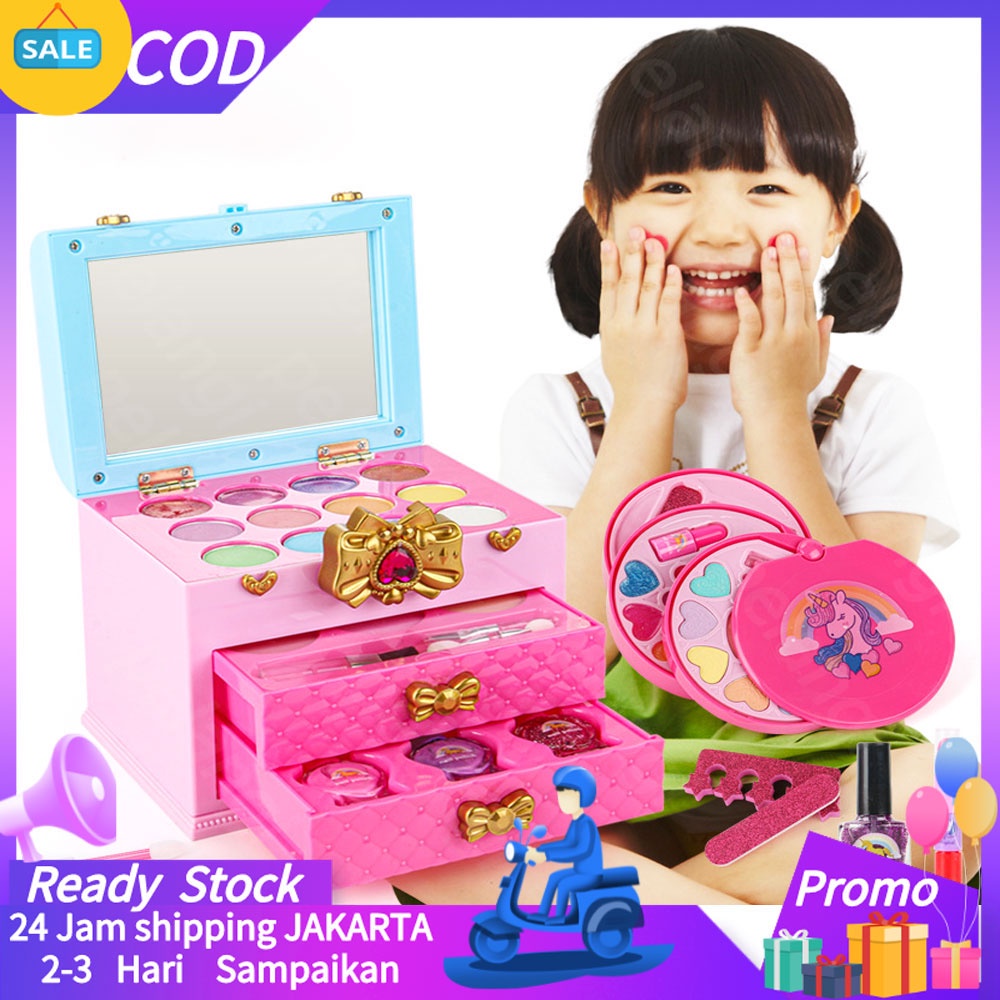 Mainan makeup rias Rias Wajah untuk anak perempuan kecil Set Mainan Kosmetik Yang Dapat Dicuci  Aman