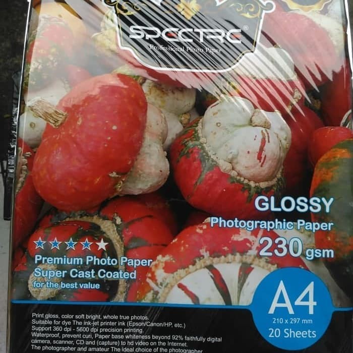 

Kertas Photo Glossy A4 230 SPECTRE 20lembar