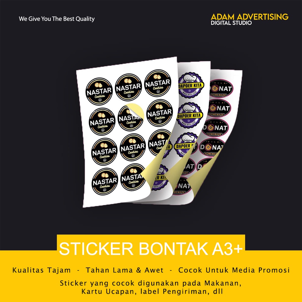 

CETAK STICKER BONTAK A3+ MURAH DESAIN CUSTOM