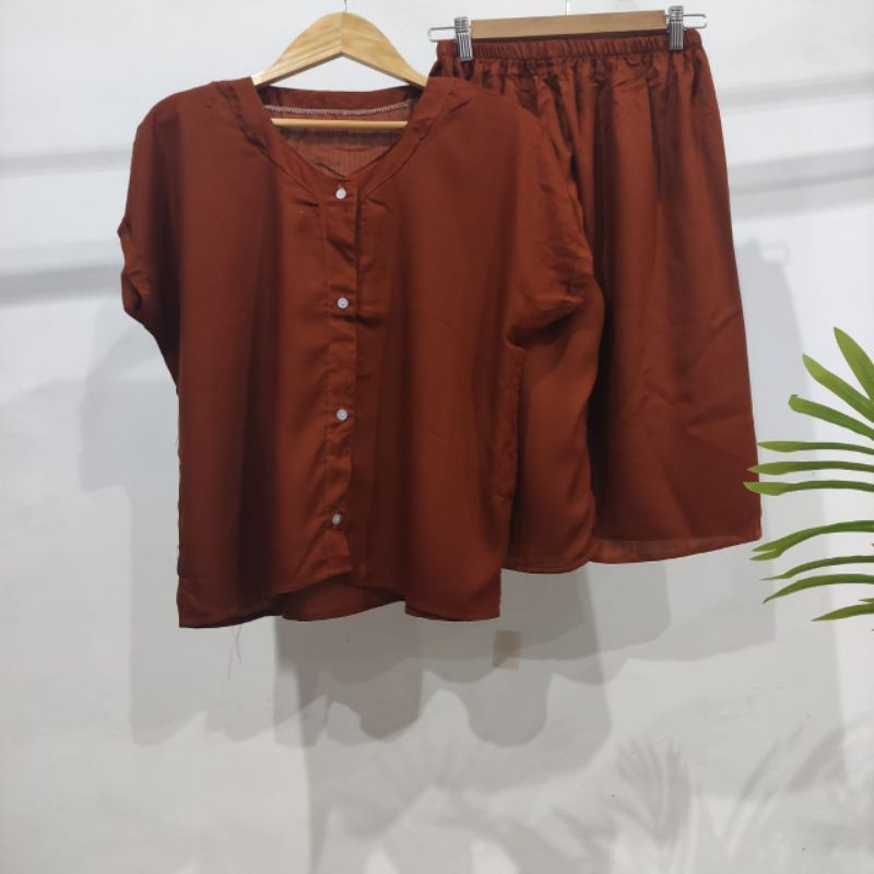 PIYAMA POLOS KANCING | PIYAMA BUSUI | BAJU SANTAI MURAH | HOMEDRESS MURAH | HOMEWEAR MURAH-VN 7/8 BATA