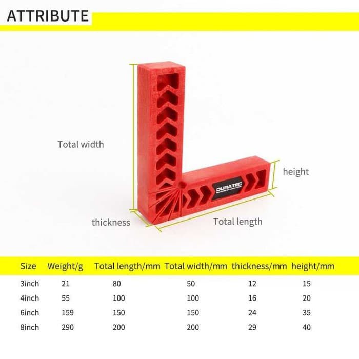 DURATEC Penggaris Siku Corner Ruler Speed Square 90 derajat 6&quot; -AK28