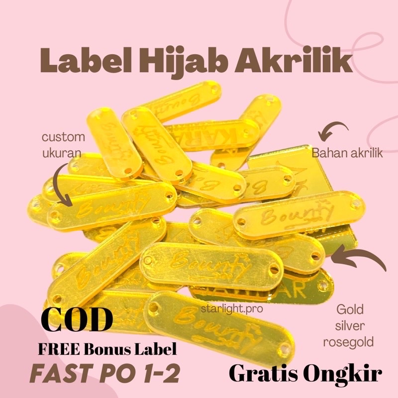

Label Akrilik Hijab Gamis lasercut craft akrilik MIN 15 pcs