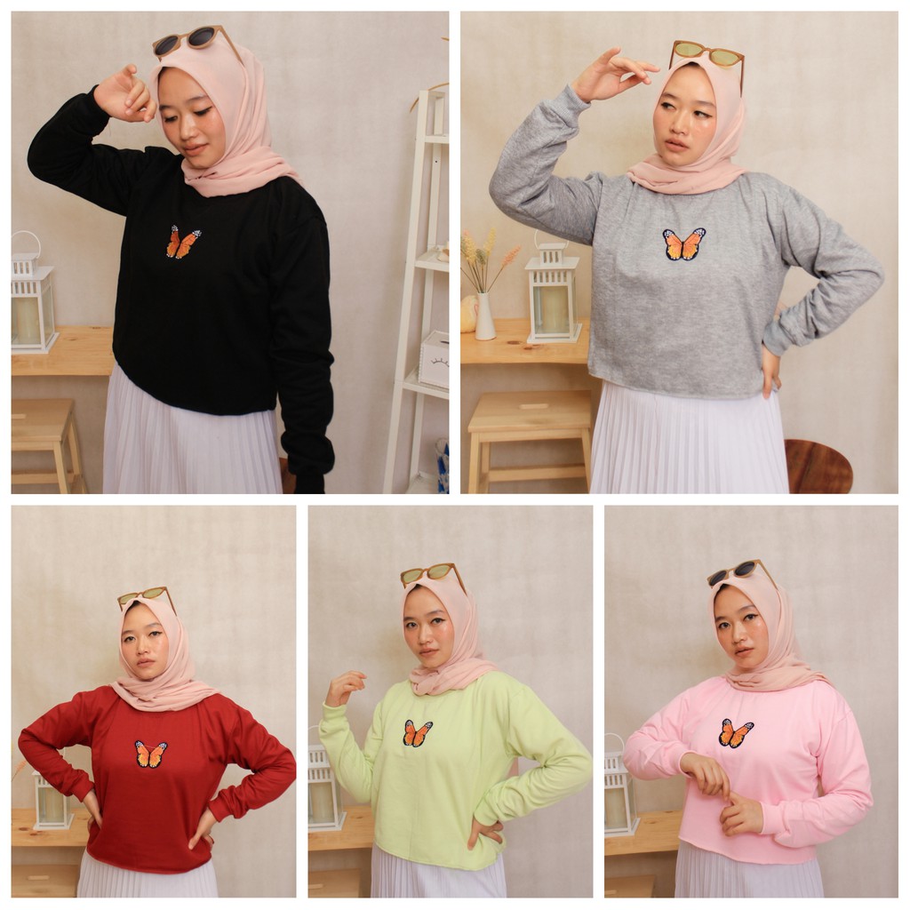 CROOP  TOP BUTERPLAY BORDIR // SWEATER CROP WANITA