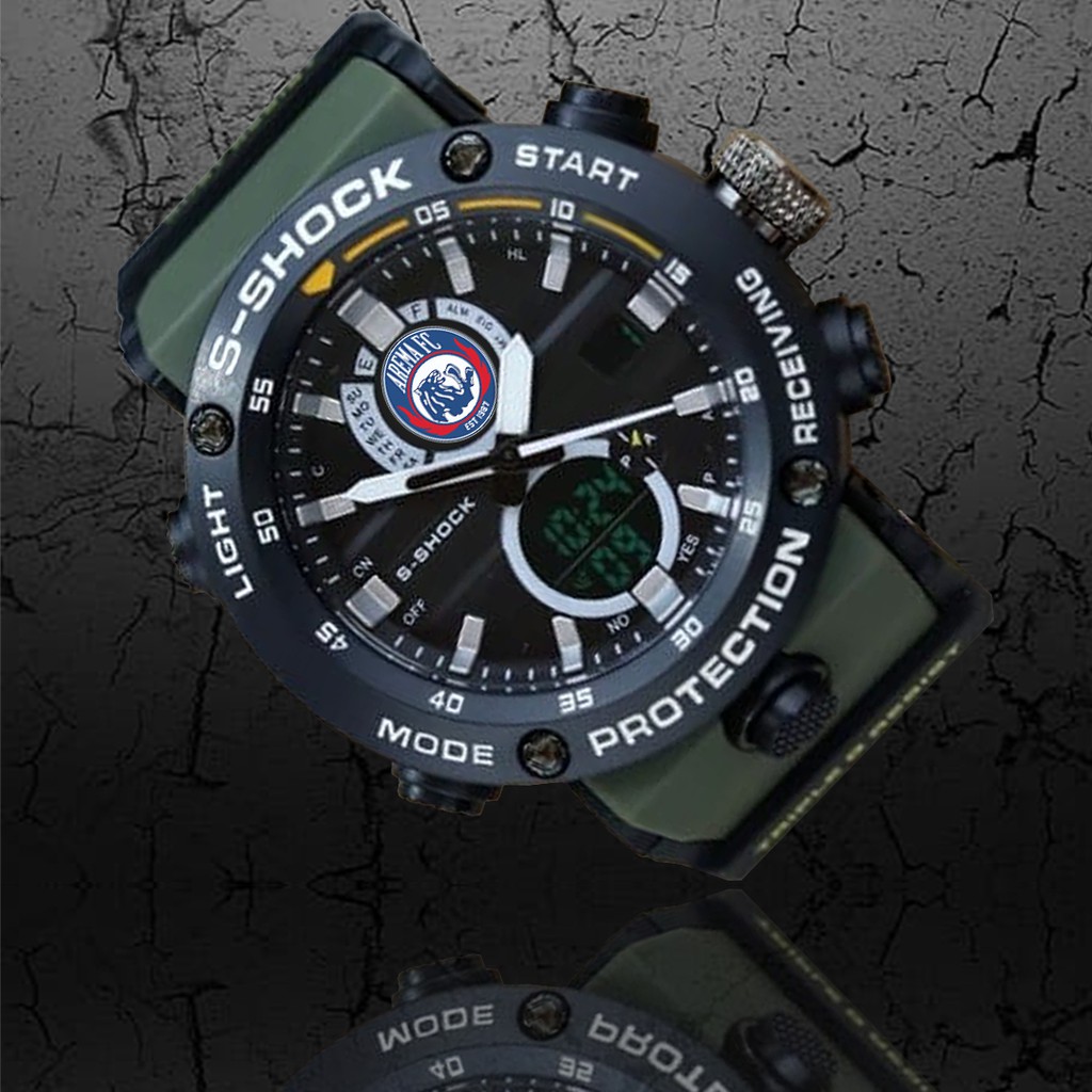 (EXCLUSIVE) Jam Tangan AREMA FC Double Time - Tali Hijau Army