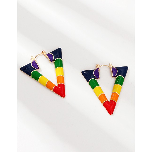 LRC Anting Tusuk Fashion Color Alloy Drip V-shaped Earrings F63442