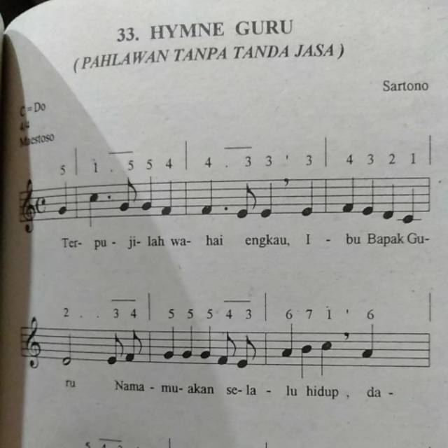 Tulis Secara Lengkap Lagu Hymne Guru Not Balok Not Angka Dan Syairnya Riset