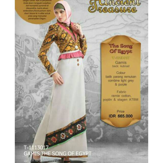 tuneeca gamis batik ancient treasure kuning s