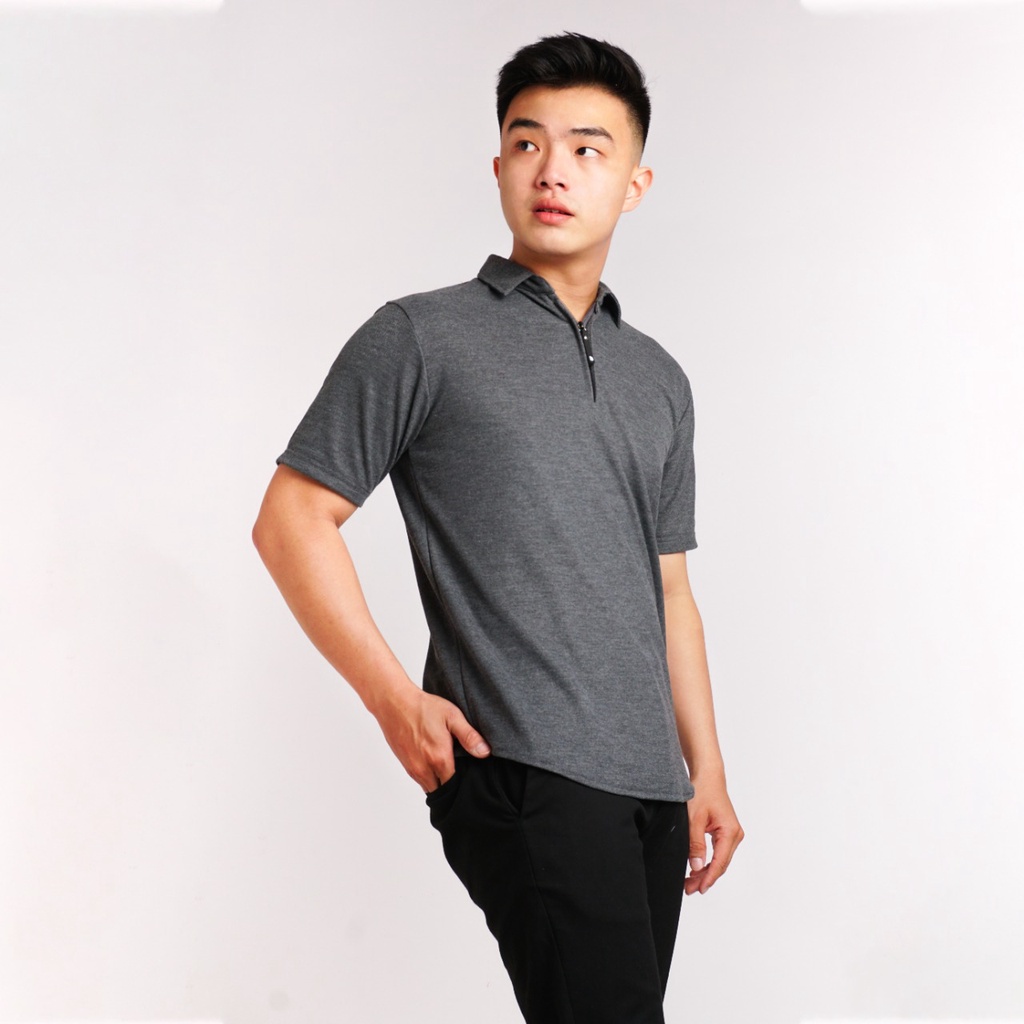 Kaos Kerah Polo Shirt Pria Polos Lengan Pendek Original Broguy - Abu Misty