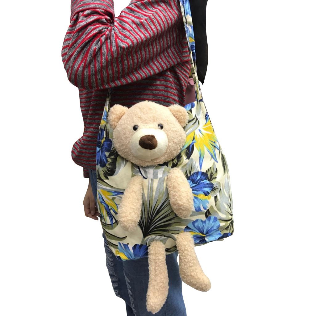 TAS BAHU SHOULDER TOTE WANITA  BONEKA LUCU TEDDY BEAR BERUANG KANVAS MOTIF 6049-1